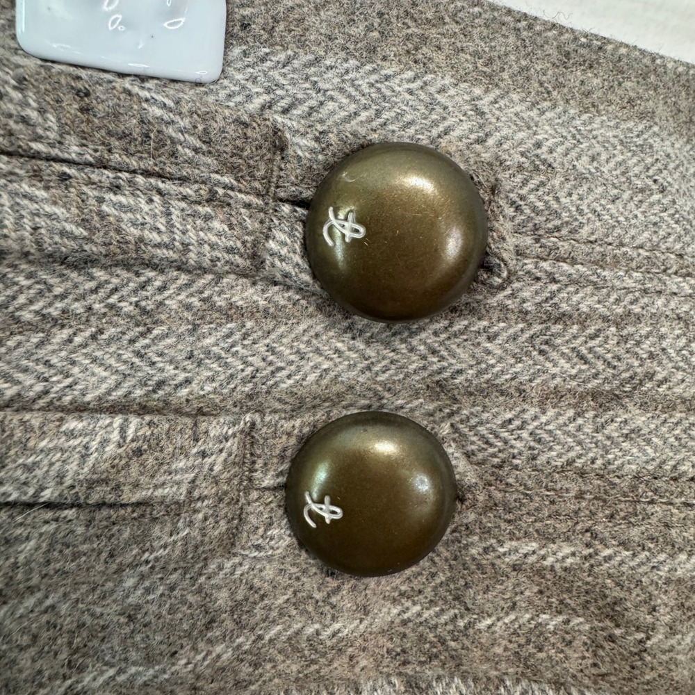 Taikonku Anthropologie Y2K Brown Herringbone Weave Wide Leg Wool Trousers 10 - Picture 3 of 13